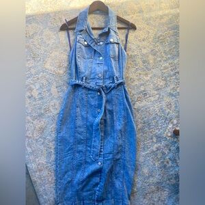 Halter-neck Denim Bodycon Dress